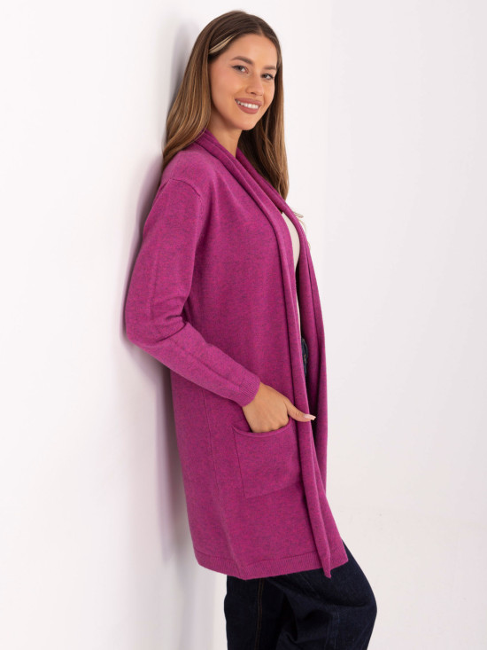 Cardigan fucsia cu buzunare