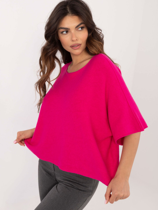 Pulover elegant fucsia cu mâneci 3/4