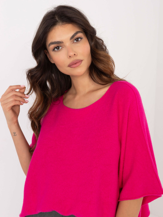 Pulover elegant fucsia cu mâneci 3/4