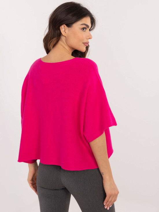 Pulover elegant fucsia cu mâneci 3/4