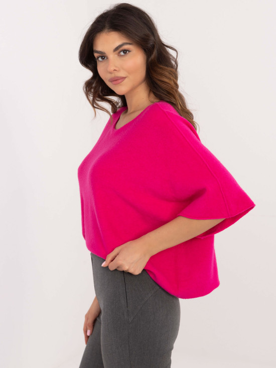 Pulover elegant fucsia cu mâneci 3/4