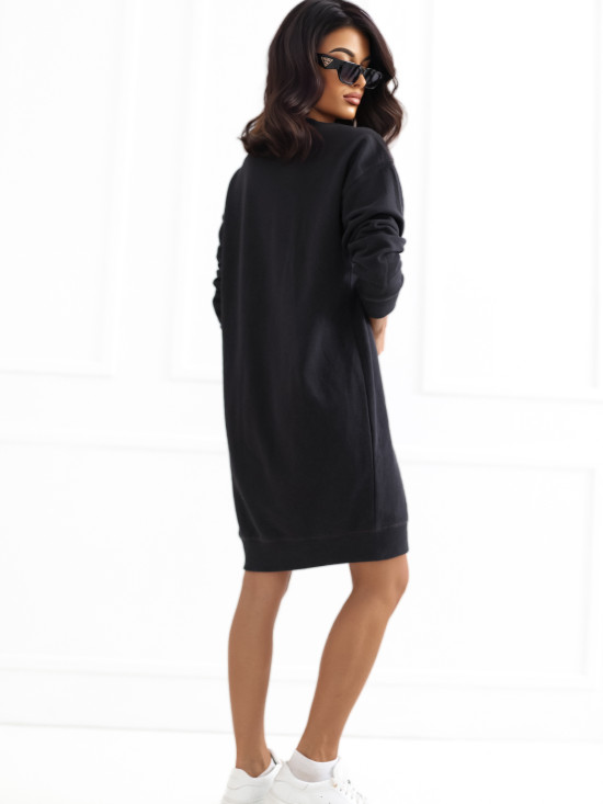 Rochie oversize grafit cu mâneci lungi