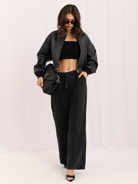 Pantaloni de trening gri wide leg