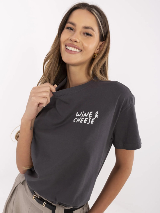 Tricou stilat gri cu mâneci scurte