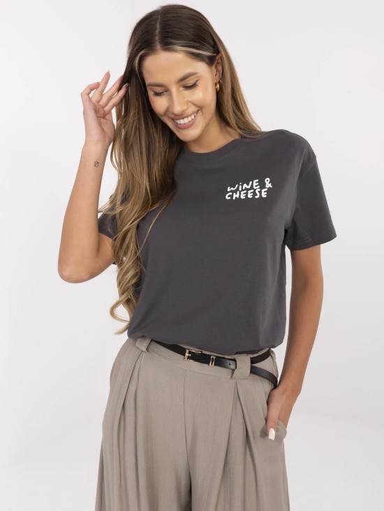 Tricou stilat gri cu mâneci scurte