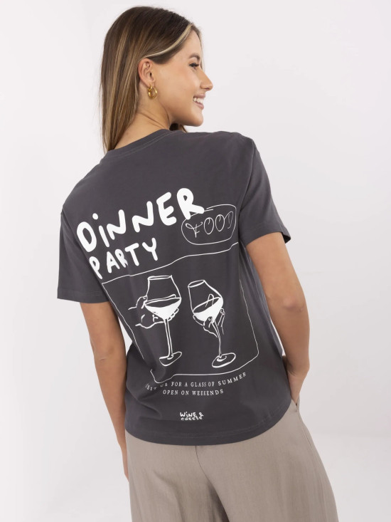 Tricou stilat gri cu mâneci scurte
