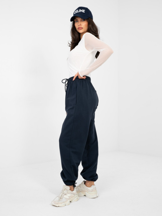 Pantaloni jogger bleumarin cu talie înaltă