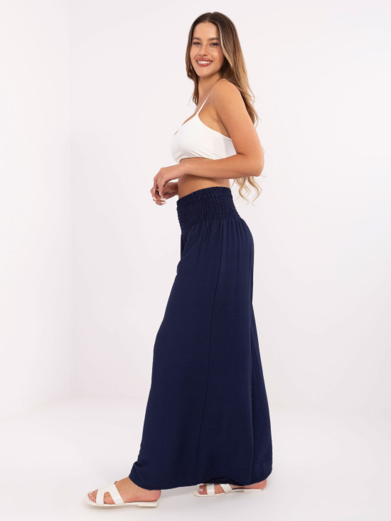 Pantaloni palazzo eleganți în culoare bleumarin