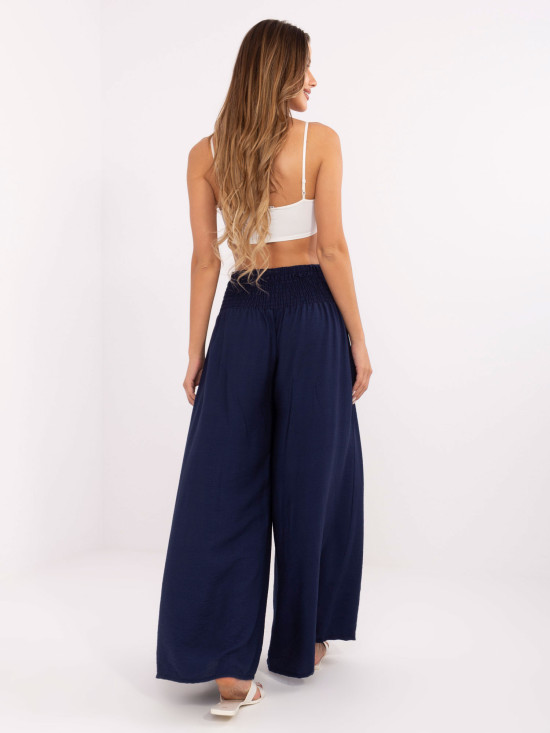 Pantaloni palazzo eleganți în culoare bleumarin