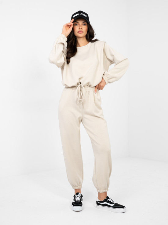 Set bej cu mâneci lungi și cordon