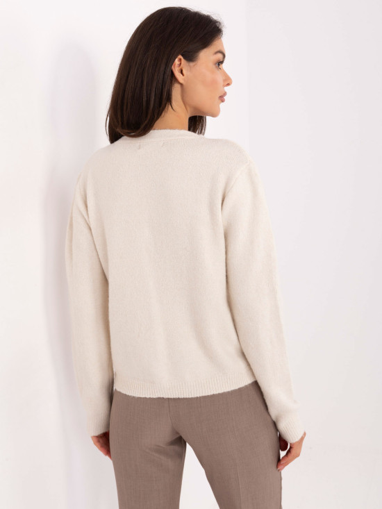 Pulover elegant bej cu mâneci lungi