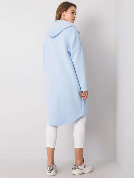 Hanorac lung albastru deschis cu glugă și fermoar