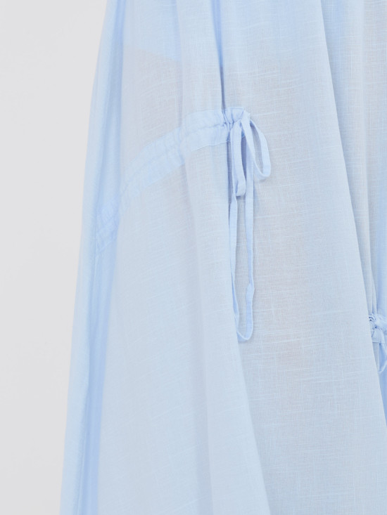 Fustă midi bleu cu cordon