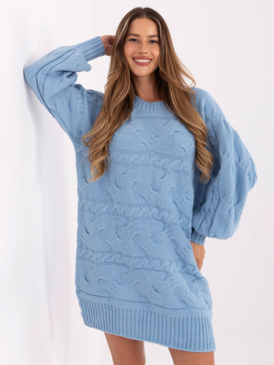 Pulover oversize de culoare albastră deschisă