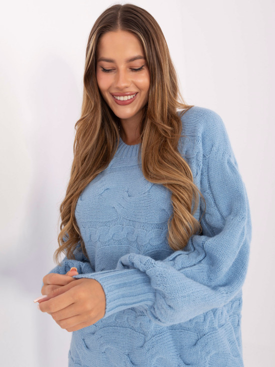 Pulover oversize de culoare albastră deschisă