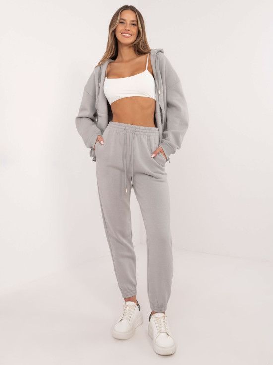 Joggere sport gri deschis cu talie înaltă