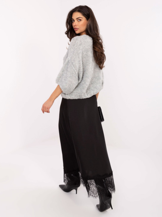 Cardigan tricotat elegant cu nasturi, gri deschis