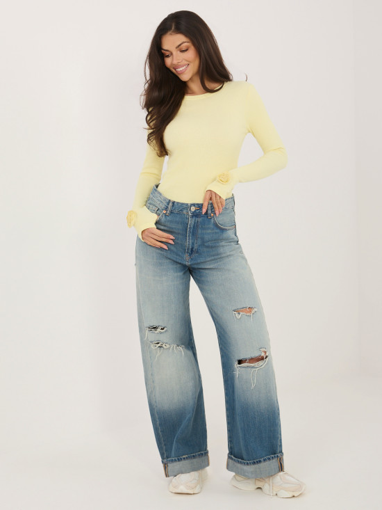 Bluză galbenă ribată cu mâneci lungi