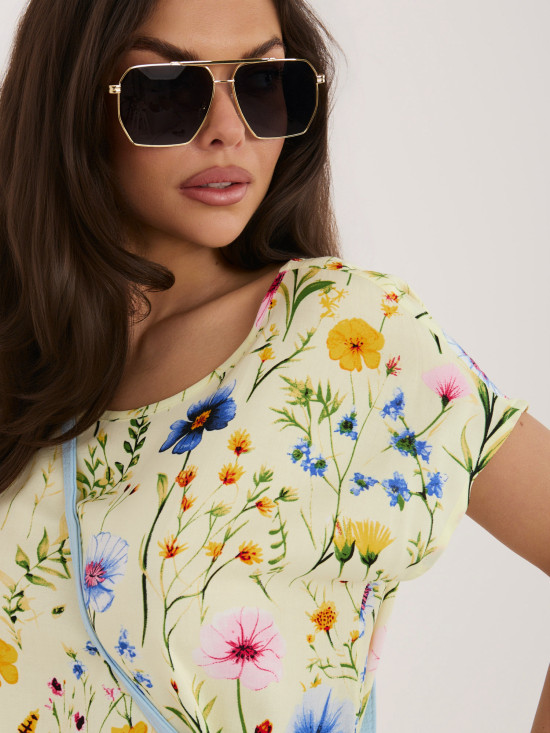 Bluză galbenă cu imprimeu floral