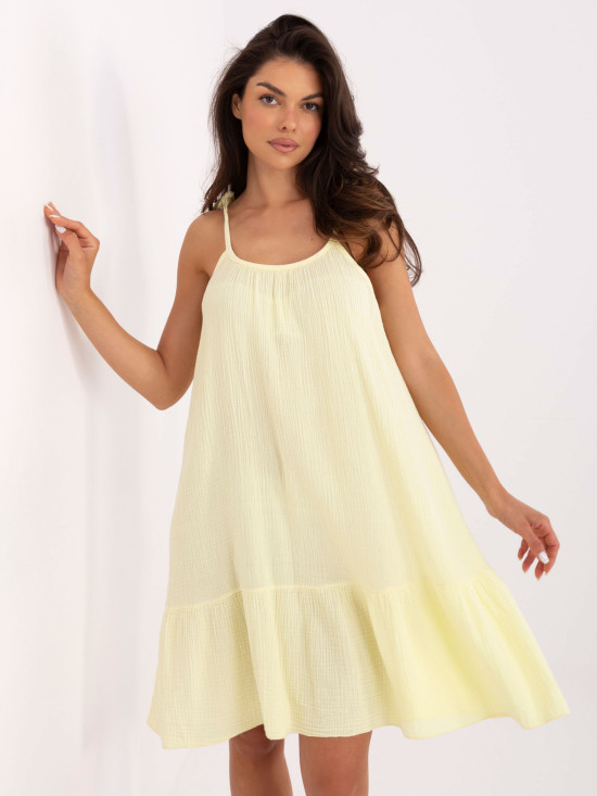 Rochie de vară evazată în galben deschis