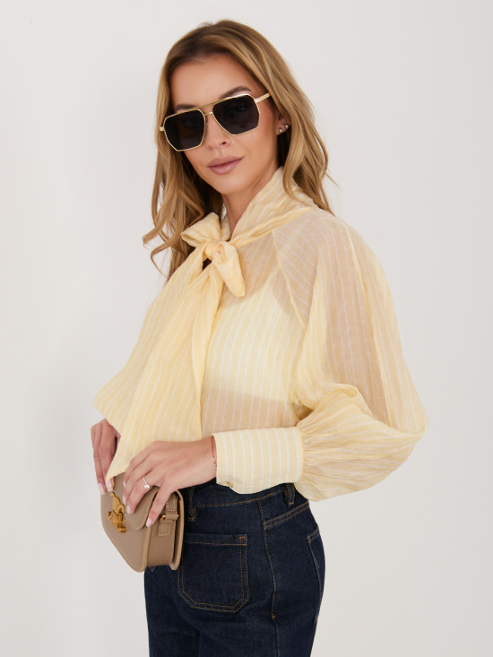 Cămașă galbenă cu dungi și legare