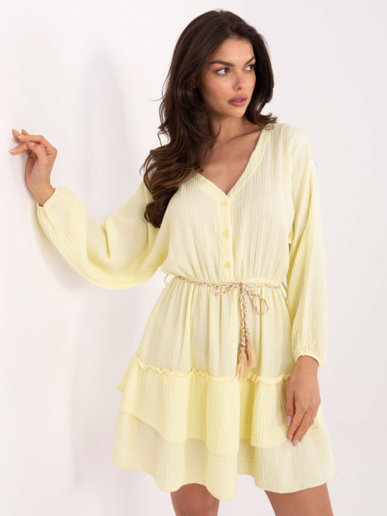 Rochie de vară evazată în galben deschis