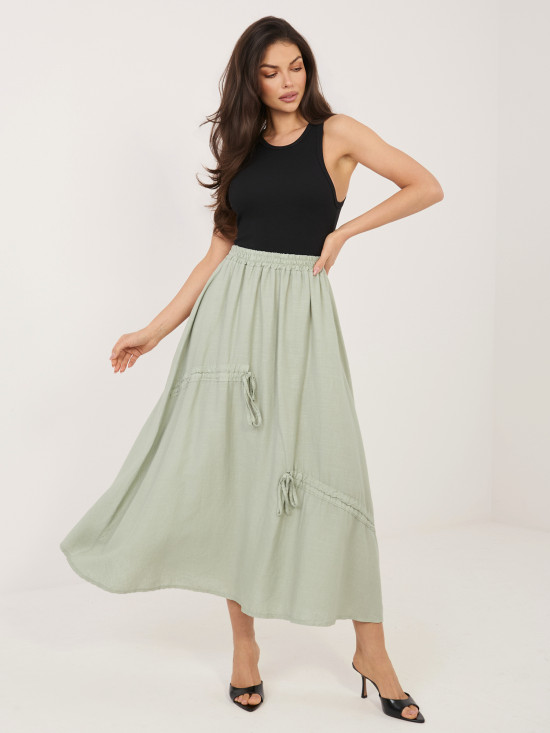 Fustă midi khaki cu cordon