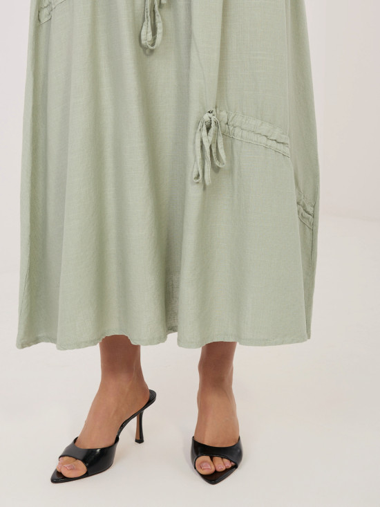 Fustă midi khaki cu cordon