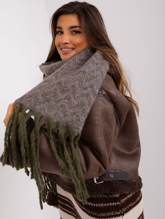 Șal de iarnă în culoarea khaki-violet