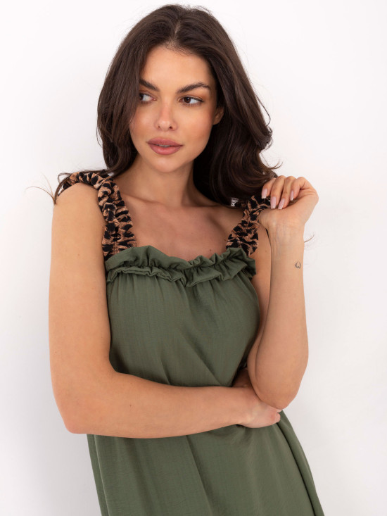 Rochie maxi în culoare khaki
