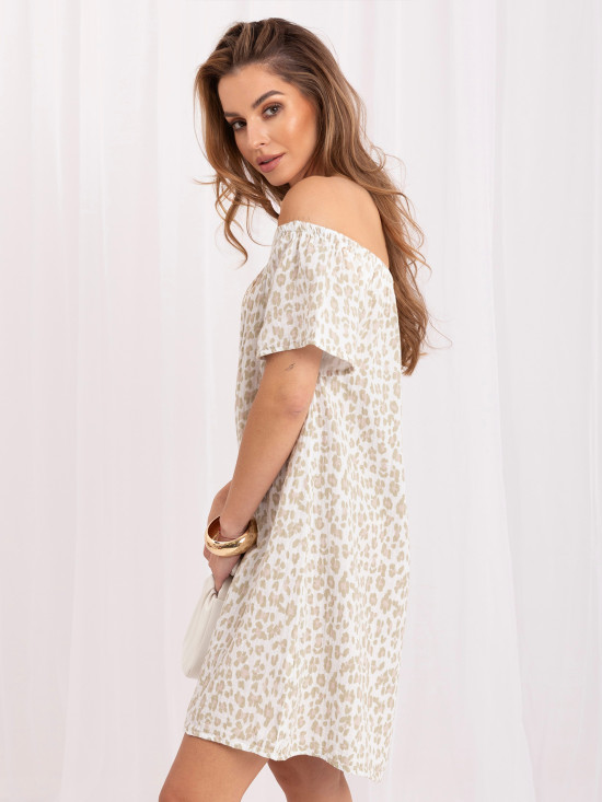 Rochie oversize khaki cu imprimeu animalier