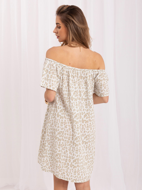 Rochie oversize khaki cu imprimeu animalier