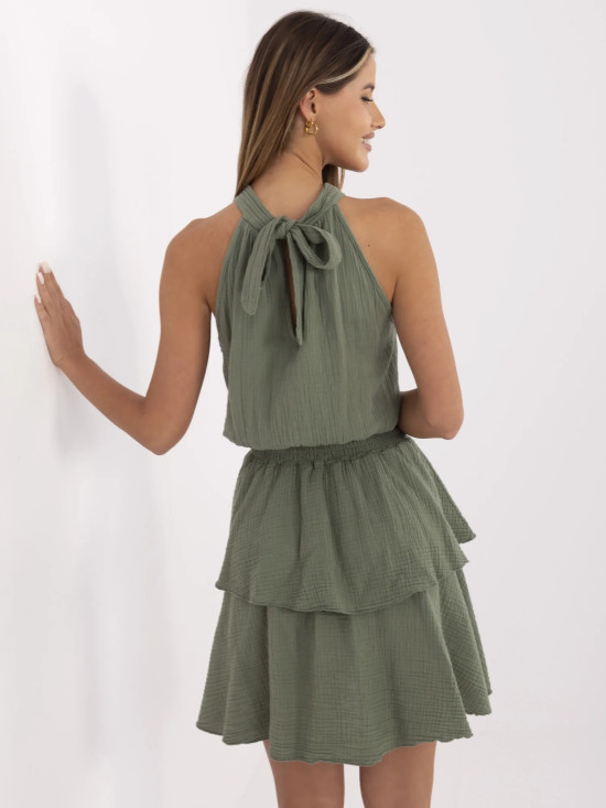 Rochie de vară cu volane în khaki