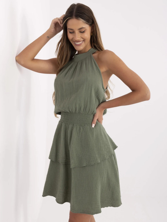 Rochie de vară cu volane în khaki