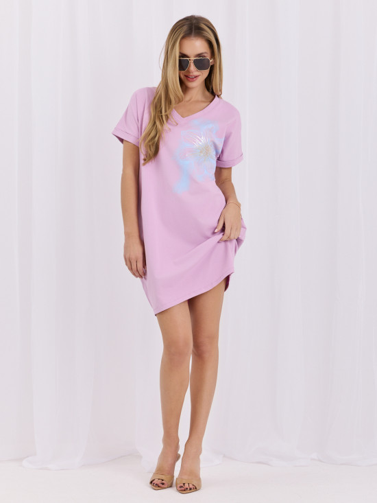 Rochie de vară lila deschis cu buzunare