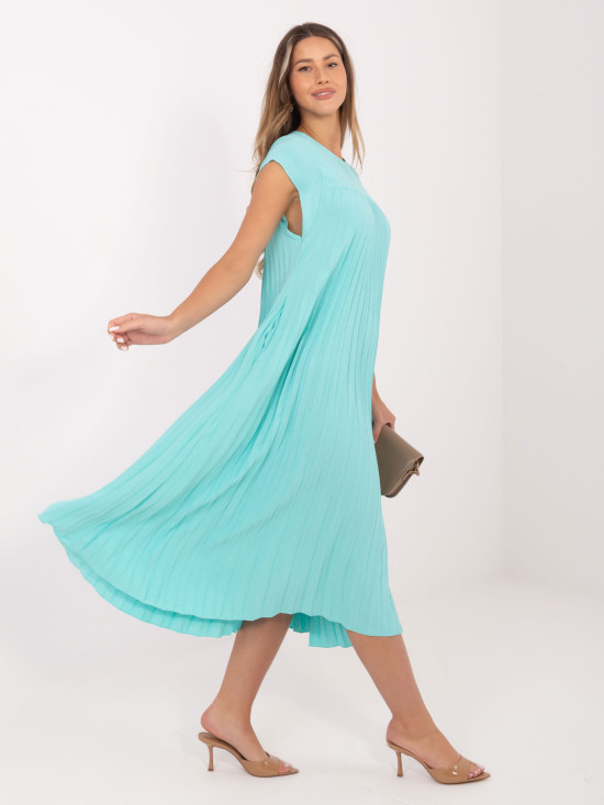 Rochie midi de cocktail mentă fără mâneci