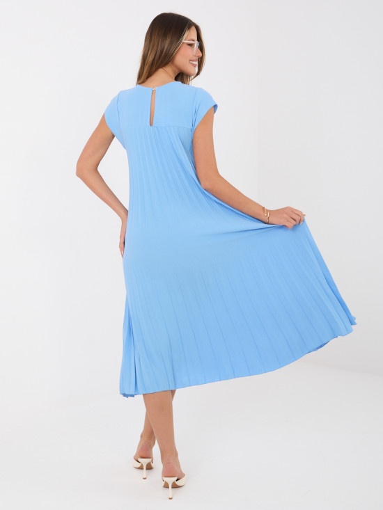 Rochie midi de cocktail albastră fără mâneci