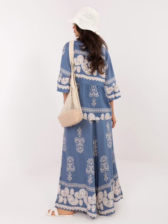 Set albastru cu imprimeu și șnur