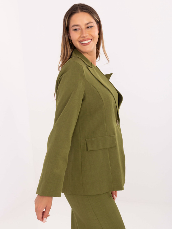 Sacou elegant verde măsliniu cu broșă