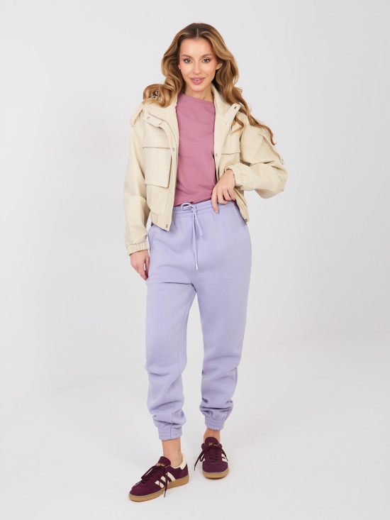 Pantaloni de trening mov deschis cu talie înaltă