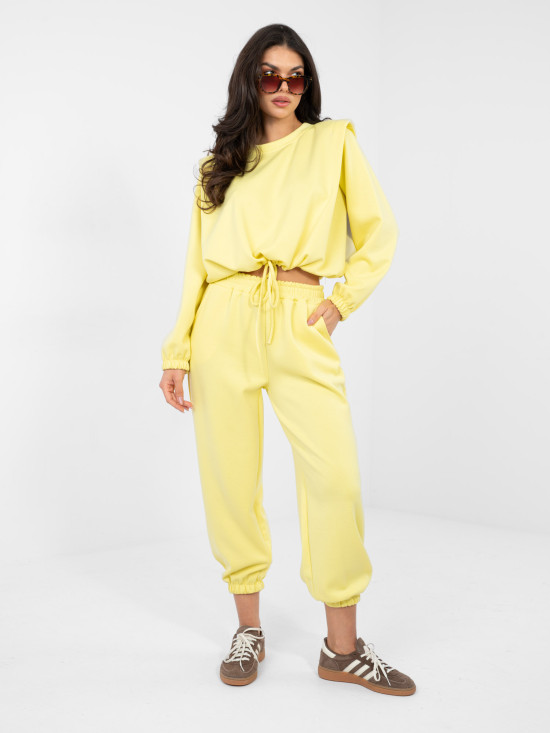 Set galben damă cu legare și talie înaltă