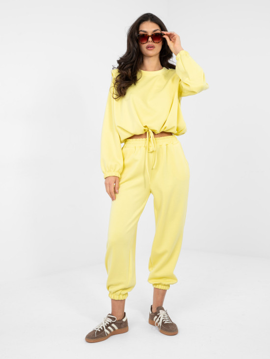 Set galben damă cu legare și talie înaltă