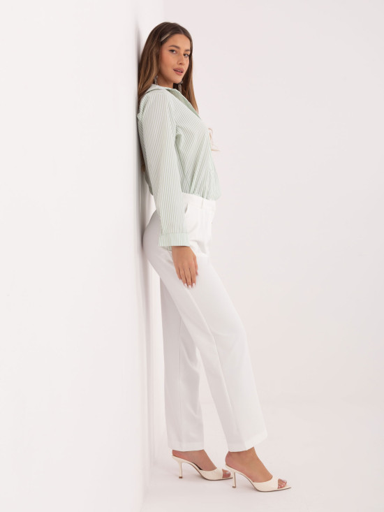 Cămașă cu dungi, verde fistic, mânecă lungă