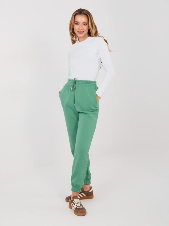 Pantaloni de trening pistachio cu talie înaltă