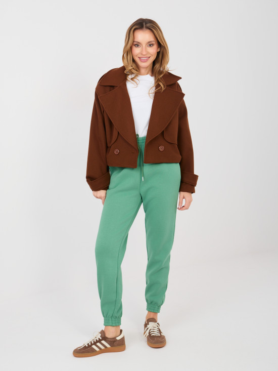 Pantaloni de trening pistachio cu talie înaltă