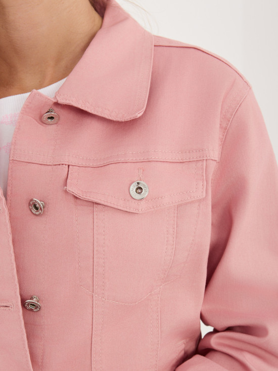 Geacă de blugi roz cu guler