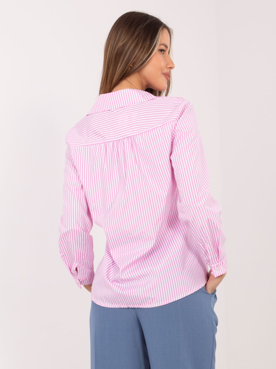 Cămașă roz cu dungi și mâneci lungi