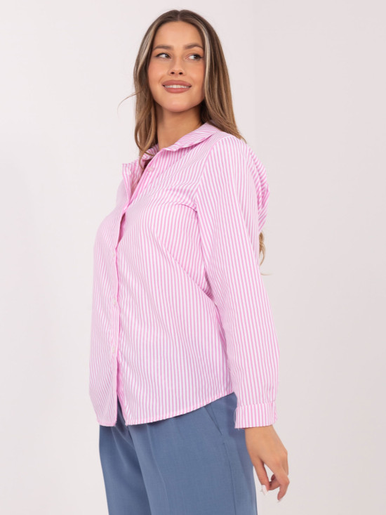 Cămașă roz cu dungi și mâneci lungi