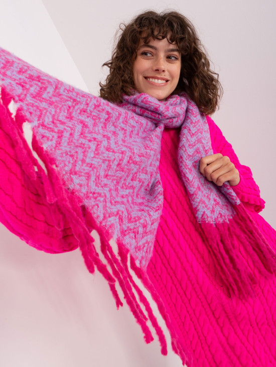 Șal damă roz-albastru din tricot