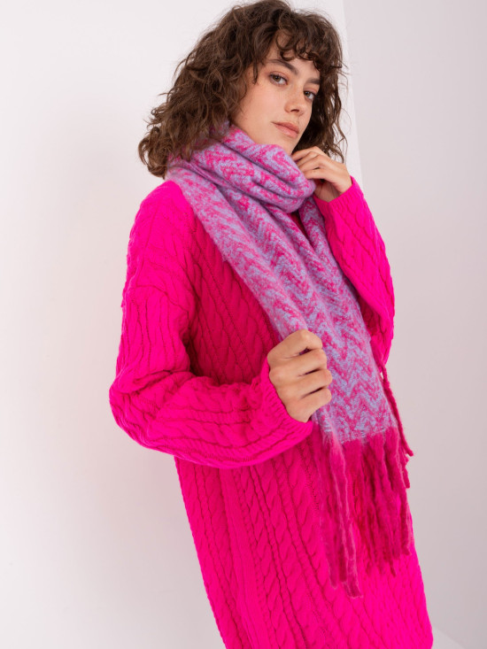 Șal damă roz-albastru din tricot